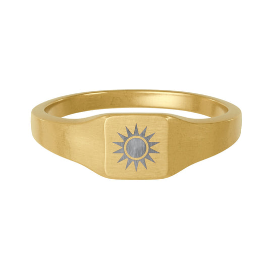 Helios Stainless Steel Square Signet Ring (Engraving)